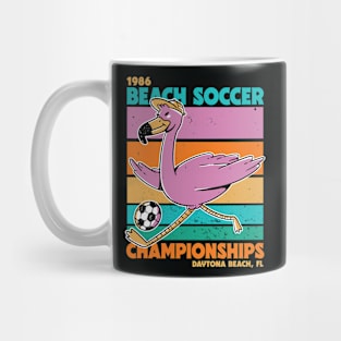 Retro Flamingo Beach Soccer Championships Retro Sunset Beach Mug